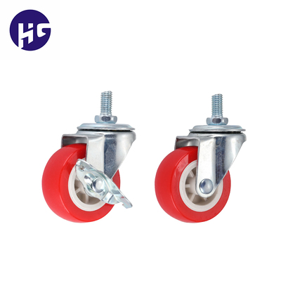 紅色絲桿萬向側剎輪/絲桿萬向輪 PVC材質(zhì)