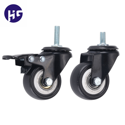 黑色絲桿萬向鐵剎輪/絲桿萬向輪 PVC材質(zhì)